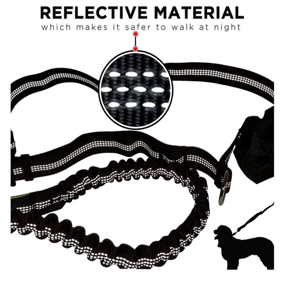 New! Bungee Dog Leash and Waist Belt with Green and Black Design - Picture 3 of 4